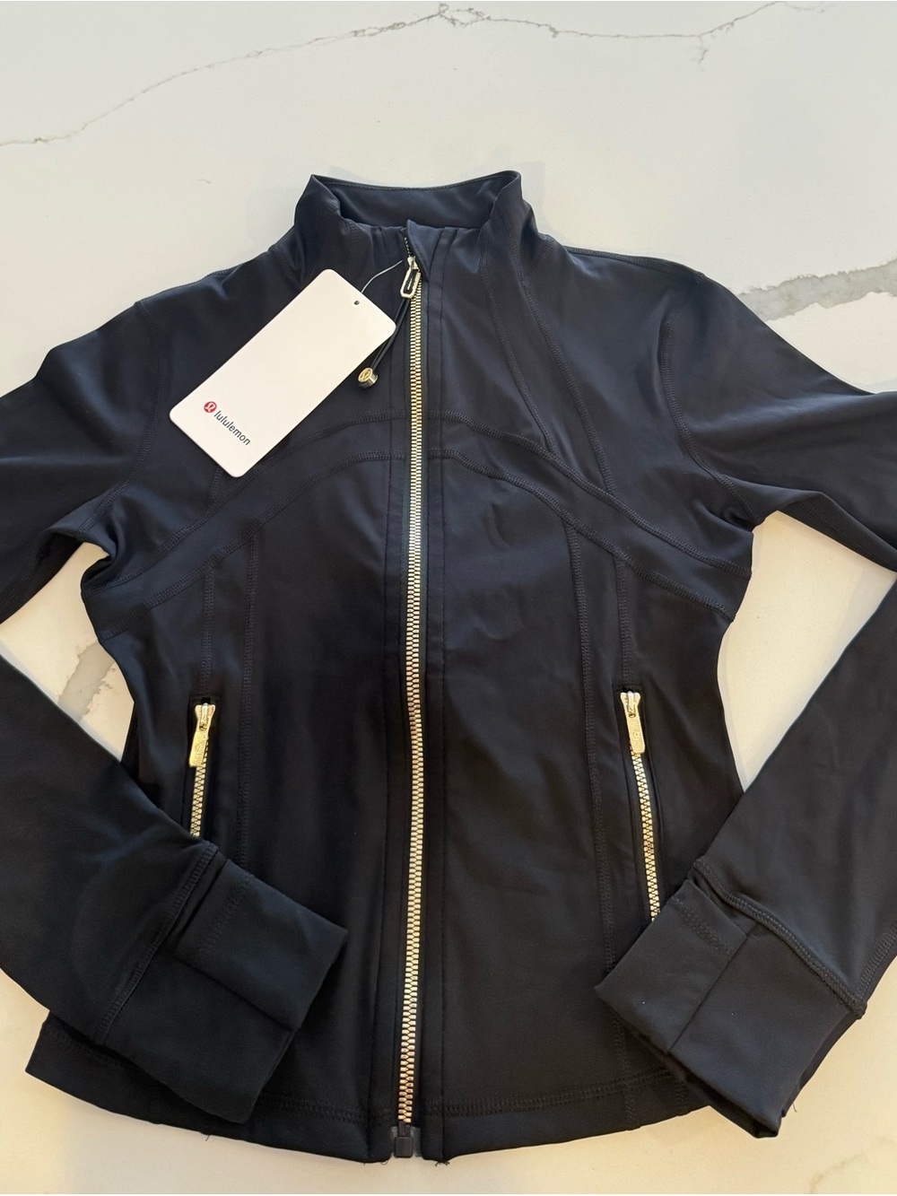 lululemon athletica Black Athletic Zip Jacket with Gold Zippers